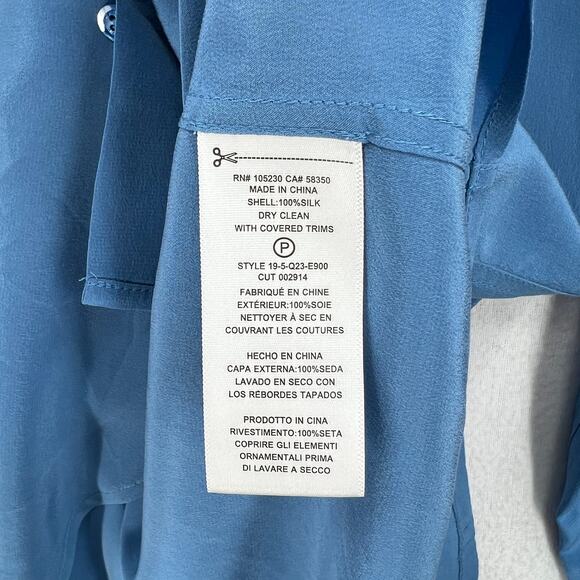 EQUIPMENT Essential Silk Shirt Women XS Blue Long Sleeve Collar Lightweight Corp - Picture 9 of 15